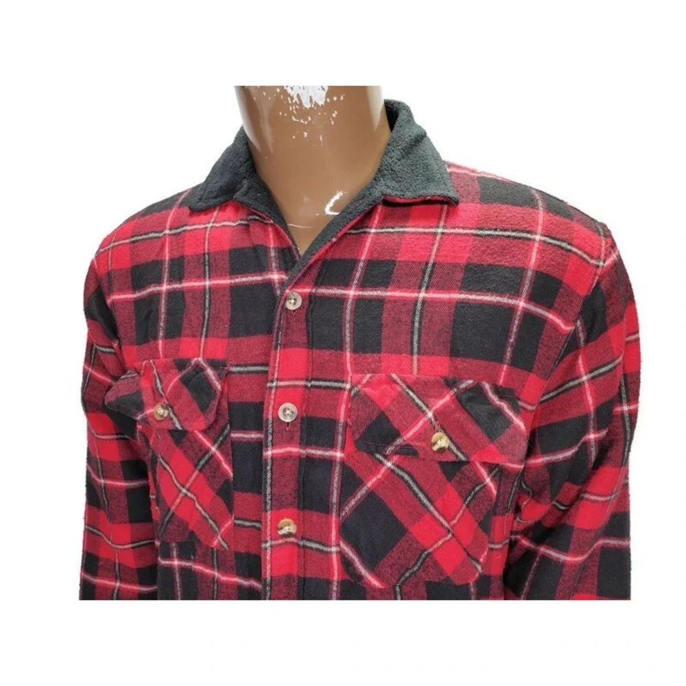 Ozark Trail Lumberjack Buffalo Flannel Insulated Shirt Jacket Quilted Red Plaid